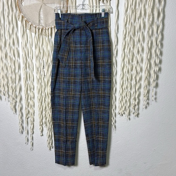 Veronica Beard Clerrence Plaid Tweed High Waist Cropped Paperbag Trouser size 6 - Picture 3 of 13